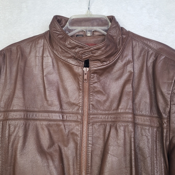 Vintage 70's Cafe Racer Moto Leather Jacket Wilson's Brown Fits Size 44 - Picture 9 of 16